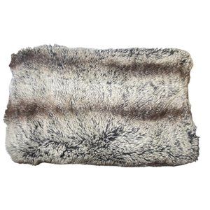 West Elm Faux Fur Ombre Throw Brown Taupe Cozy Blanket 47"x60" GUC